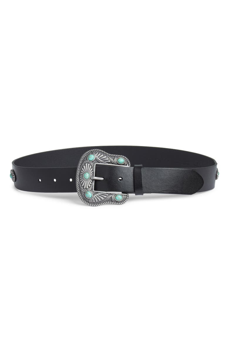 Treasure & Bond Oversize Buckle Leather Belt, Main, color,
