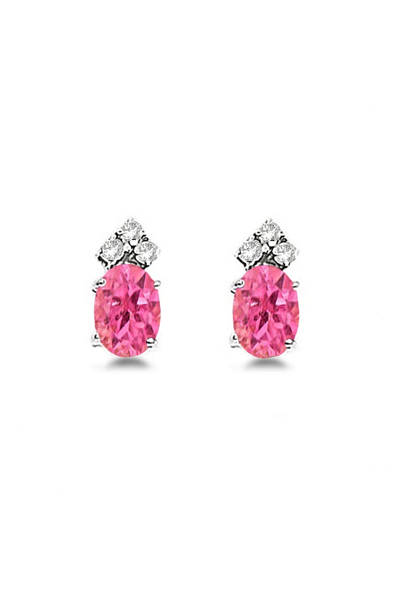 Oval  Stud Earrings 14k, Main, color, pink tourmaline