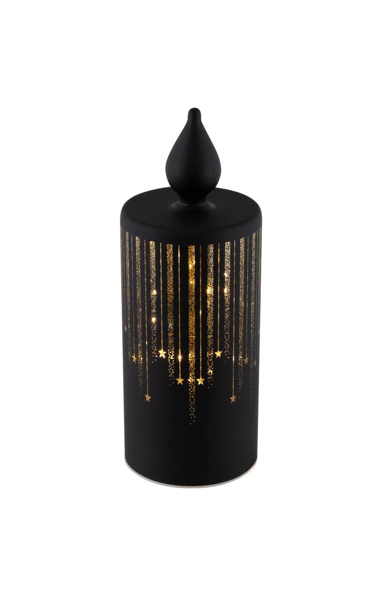 Northlight LED Lighted Glass Candle with Stars Christmas Decoration - 9.5" - Large, Alternate, color, Black