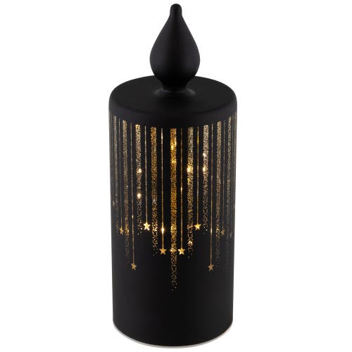 Northlight Led Lighted Glass Candle With Stars Christmas Decoration In Black