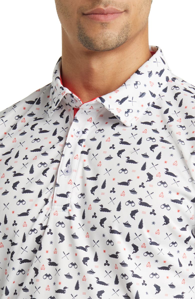 Swannies Jesse Boating Print Golf Polo, Alternate, color, White