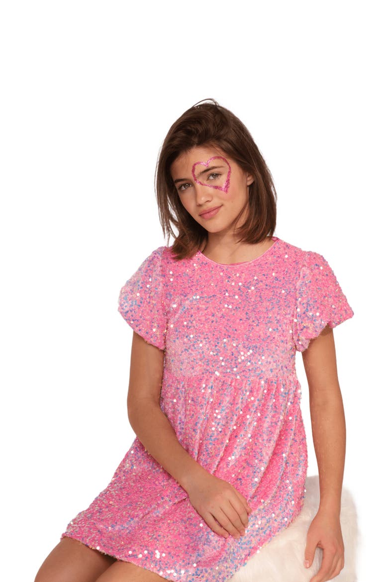 Pretty Sequin Dress, Alternate, color, Pink