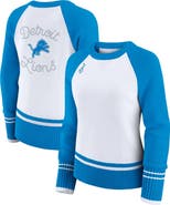 WEAR by Erin Andrews Women's WEAR by Erin Andrews White/Blue Detroit Lions Colorblock Raglan Sweater
