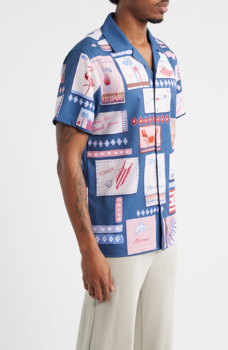 MAVRANS Match Box Graphic Camp Shirt, Alternate, color, Blue