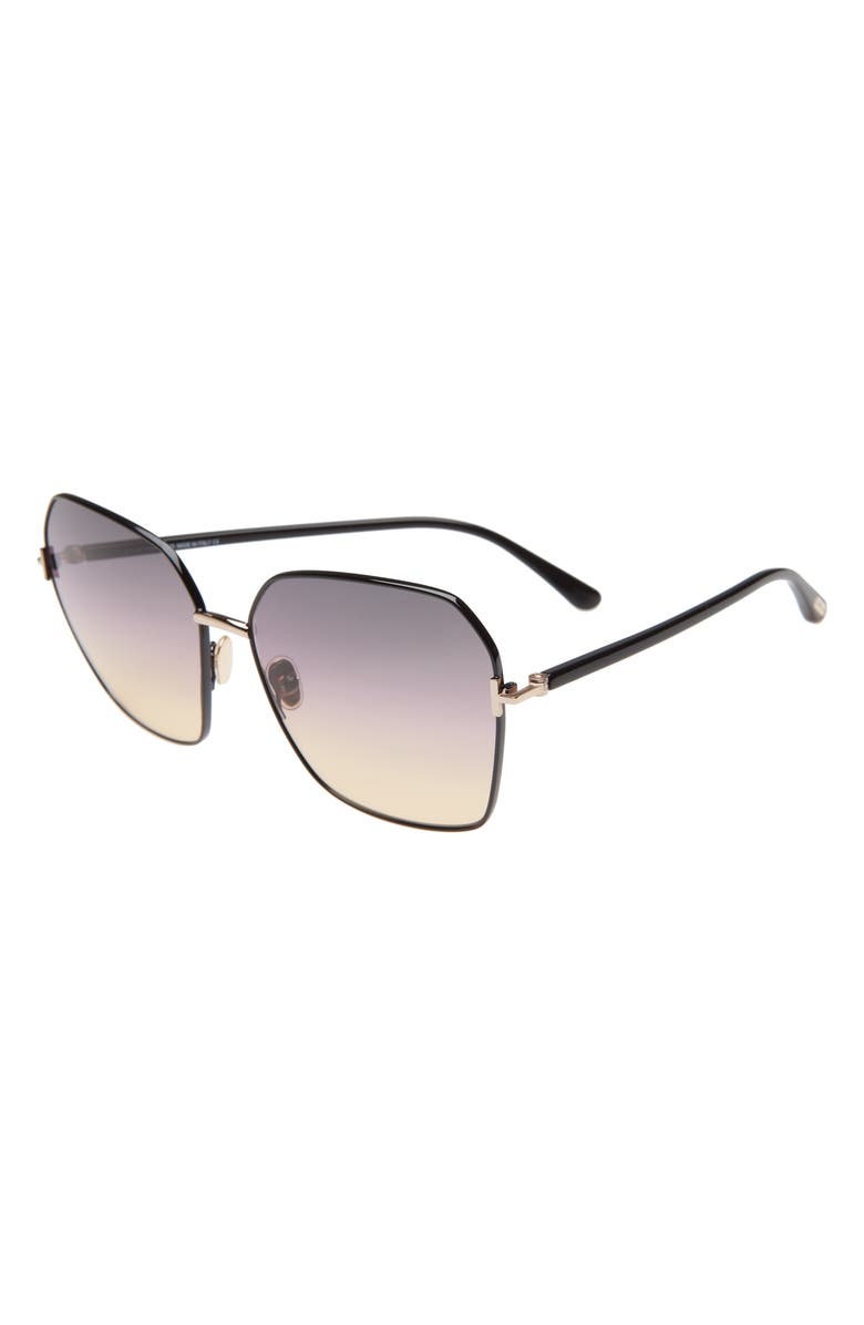TOM FORD 62mm Claudia Square Sunglasses, Alternate, color, 