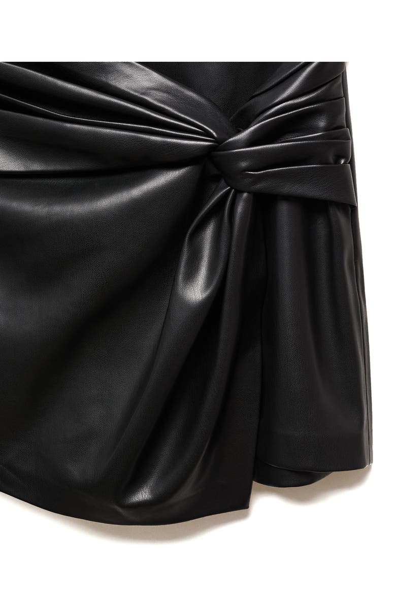 MANGO Knot Faux Leather Skort, Alternate, color, 