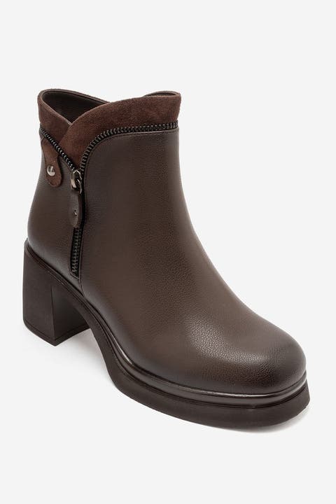Raphael Zipper Block Heel Boot