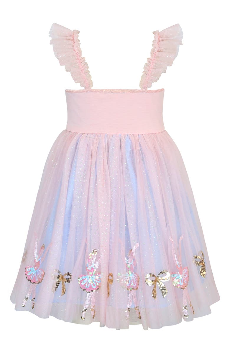Zunie Kids' Ballerina Border Sequin Party Dress, Alternate, color, Blush Blue