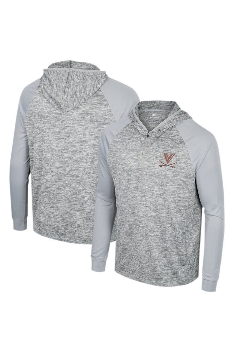 Men's Colosseum Gray Virginia Cavaliers Cybernetic Raglan Quarter-Zip Hooded Top, Main, color, Gray
