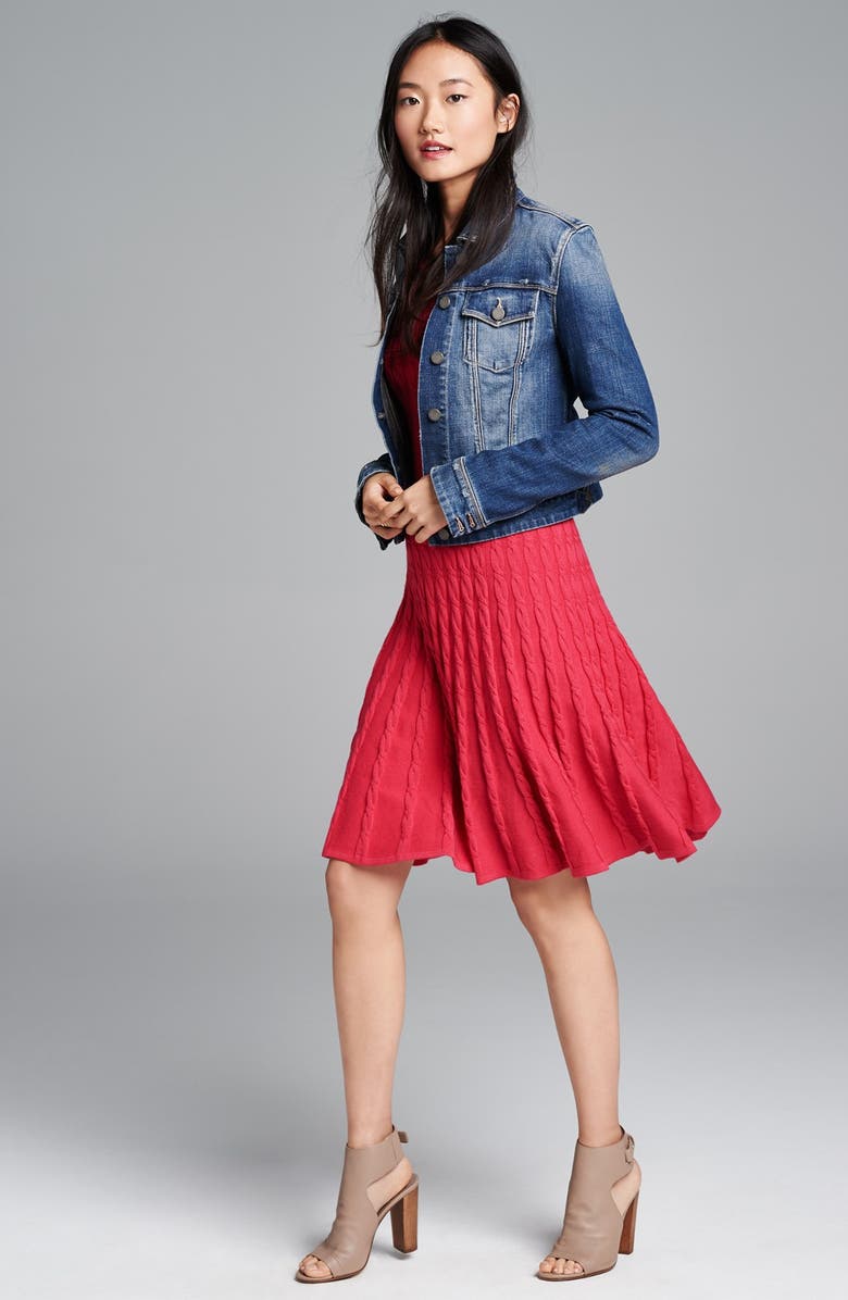 Eliza J Cable Knit Sweater Dress, Alternate, color, 