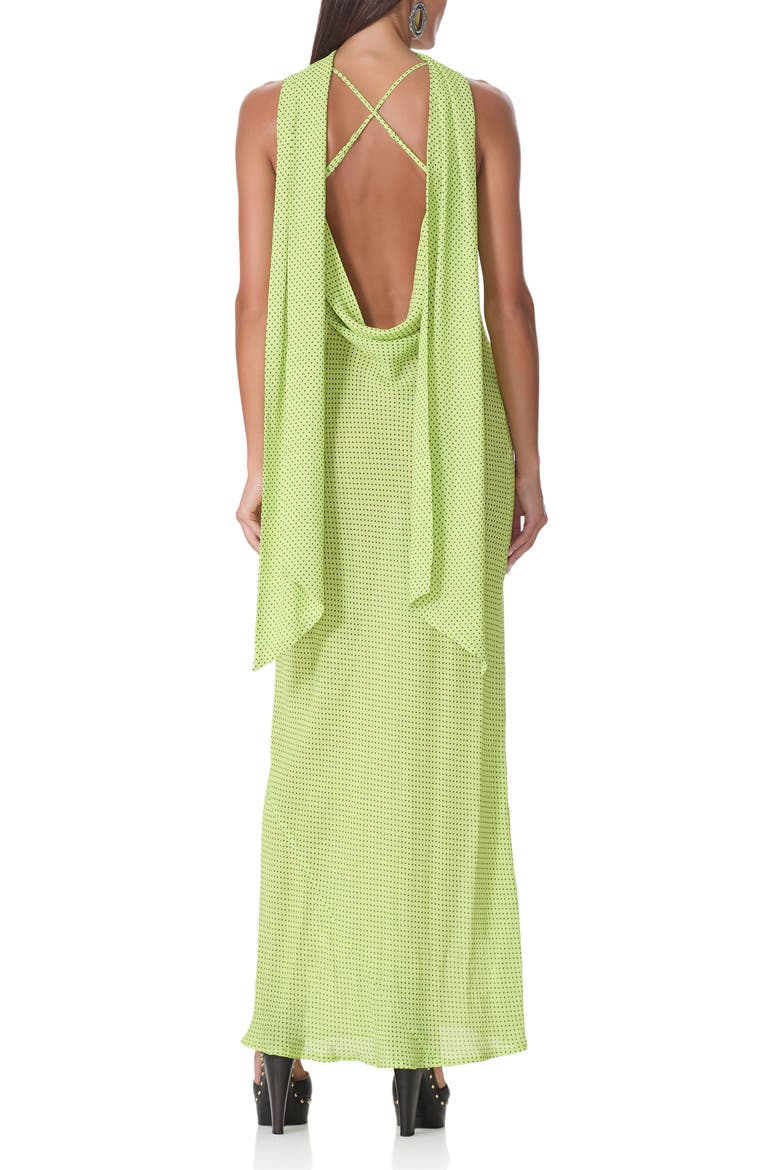 Cheryl Print Slipdress with Scarf, Alternate, color, LIME PIN DOT