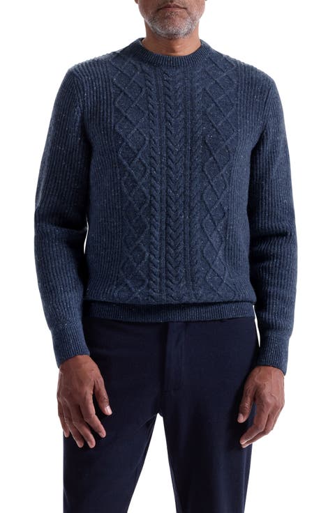 Cable Stitch Crewneck Wool Blend Sweater