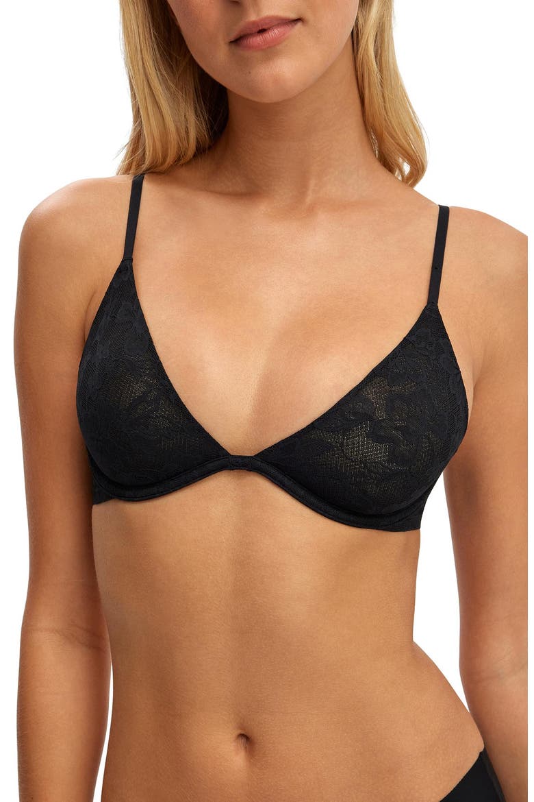 Women's Lace Plunge Underwire Bra, Alternate, color, Black