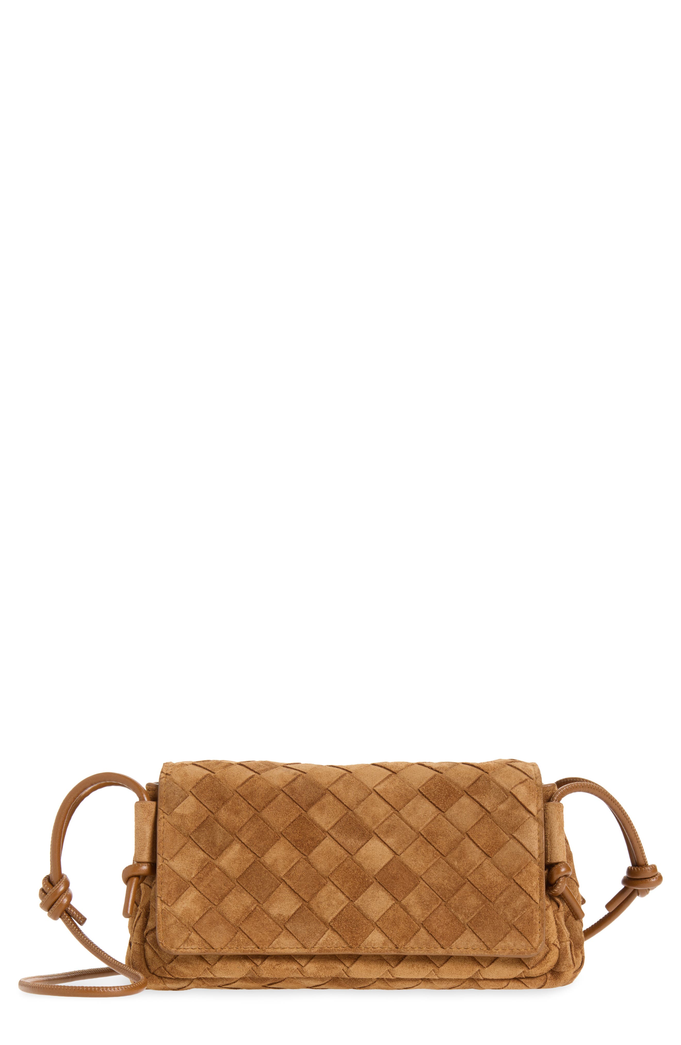 Notturno Intrecciato Suede Crossbody, Main, color, 2588 AMBER-GOLD