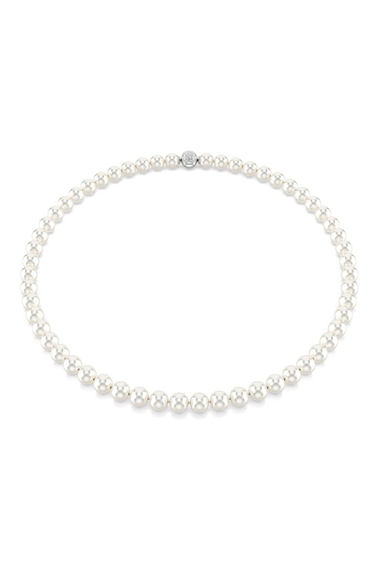 Matrix Faux Pearl Tennis Necklace, Alternate, color, WHITE/ SILVER