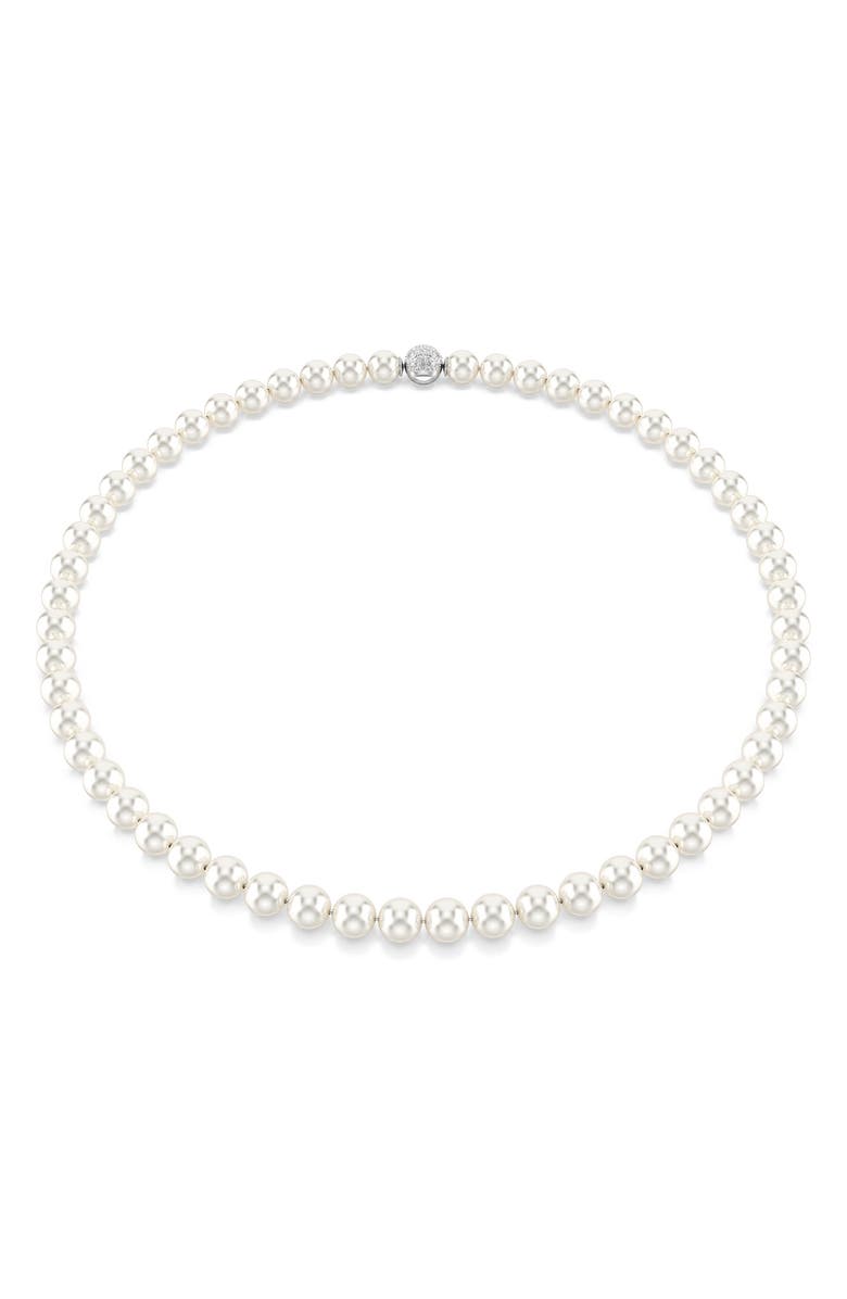 Swarovski Matrix Faux Pearl Tennis Necklace, Alternate, color, White/ Silver
