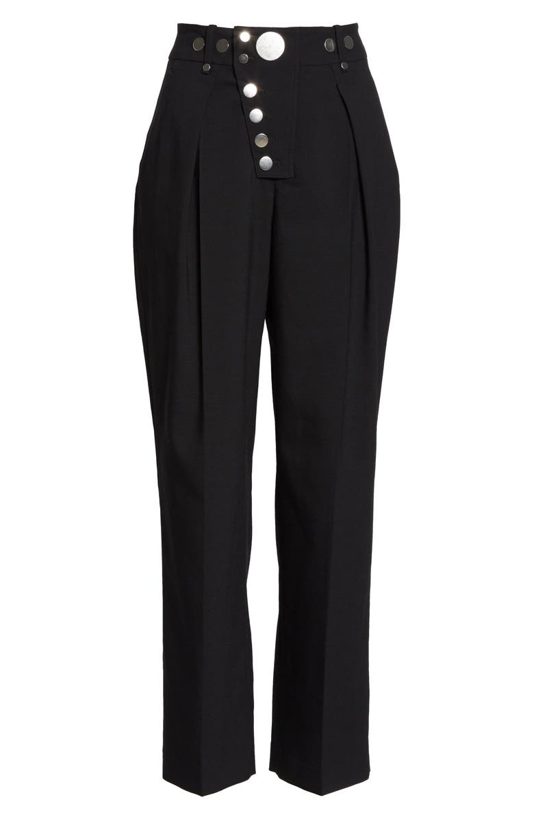 Alexander Wang Button Detail Pleated Wide Leg Trousers, Alternate, color, 