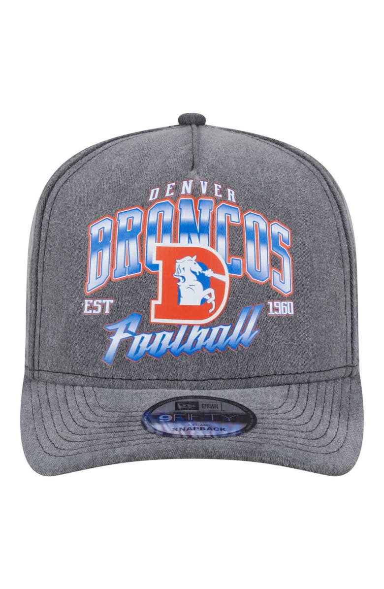New Era Men's New Era  Black Denver Broncos Throwback Washed A-Frame 9FIFTY Snapback Hat, Alternate, color, 