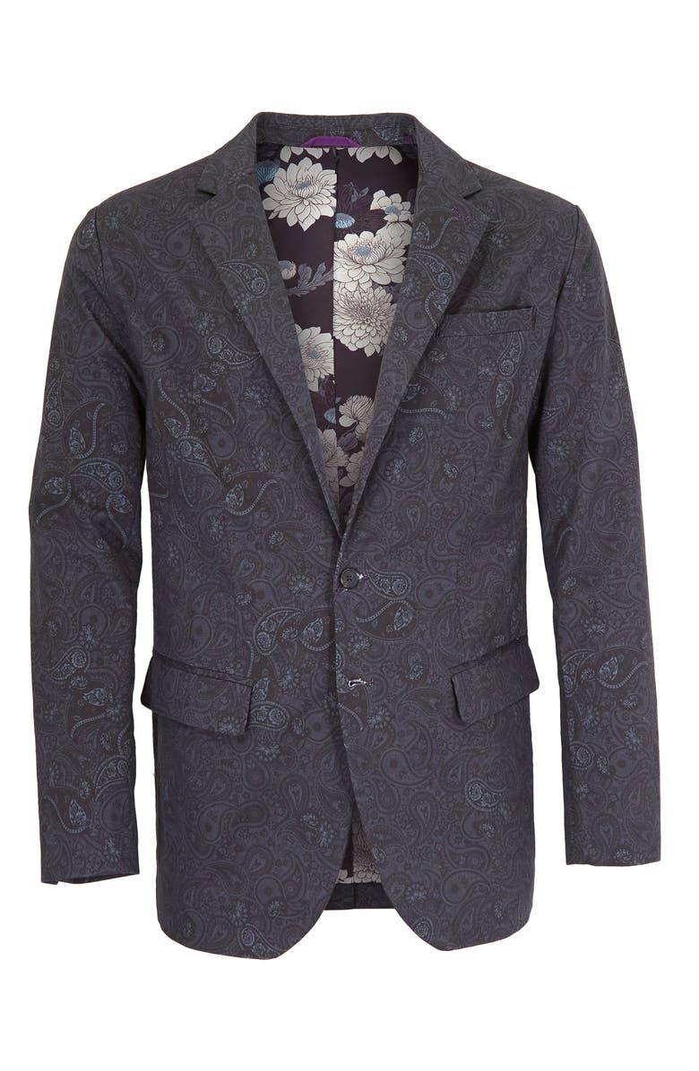 Lords of Harlech Hadrian Stretch Cotton Blazer, Main, color, Montgat Paisley Black