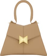 Mac Duggal Gold Hardware Detail Angular Top Handle Small Leather Handbag