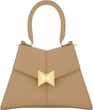 Mac Duggal Gold Hardware Detail Angular Top Handle Small Leather Handbag