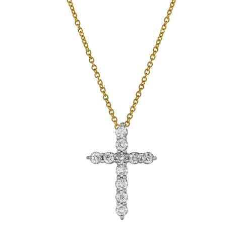 Classic Divine Cross Diamond Pendant in 10K Yellow Gold