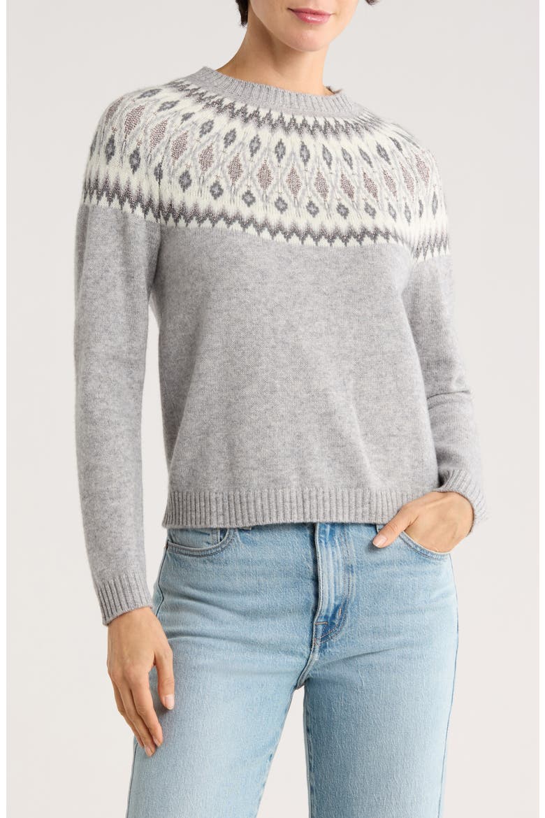 Fair Isle Crewneck Sweater, Main, color, GREY