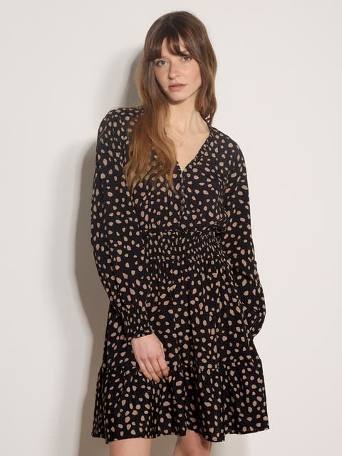 Irregular Spot Ruffle Neck Dress