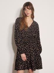 Apricot Irregular Spot Ruffle Neck Dress