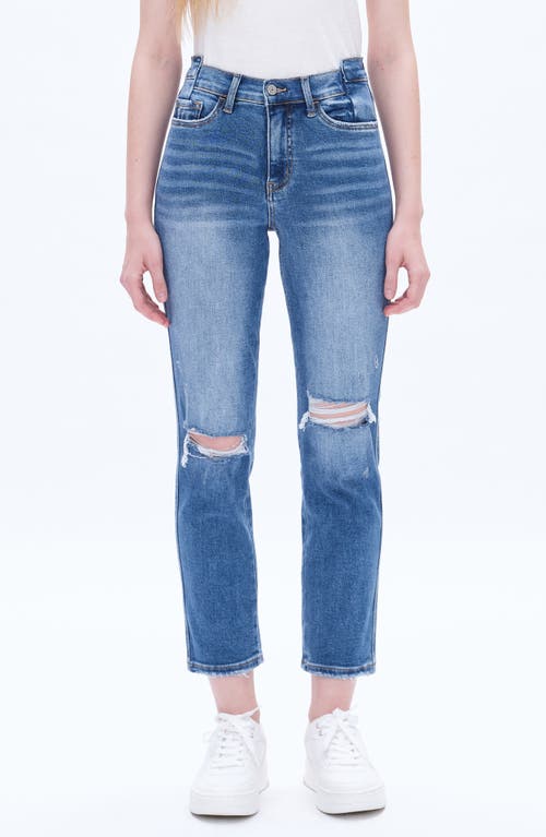 Bayeas Distressed High Waist Ankle Straight Leg Jeans