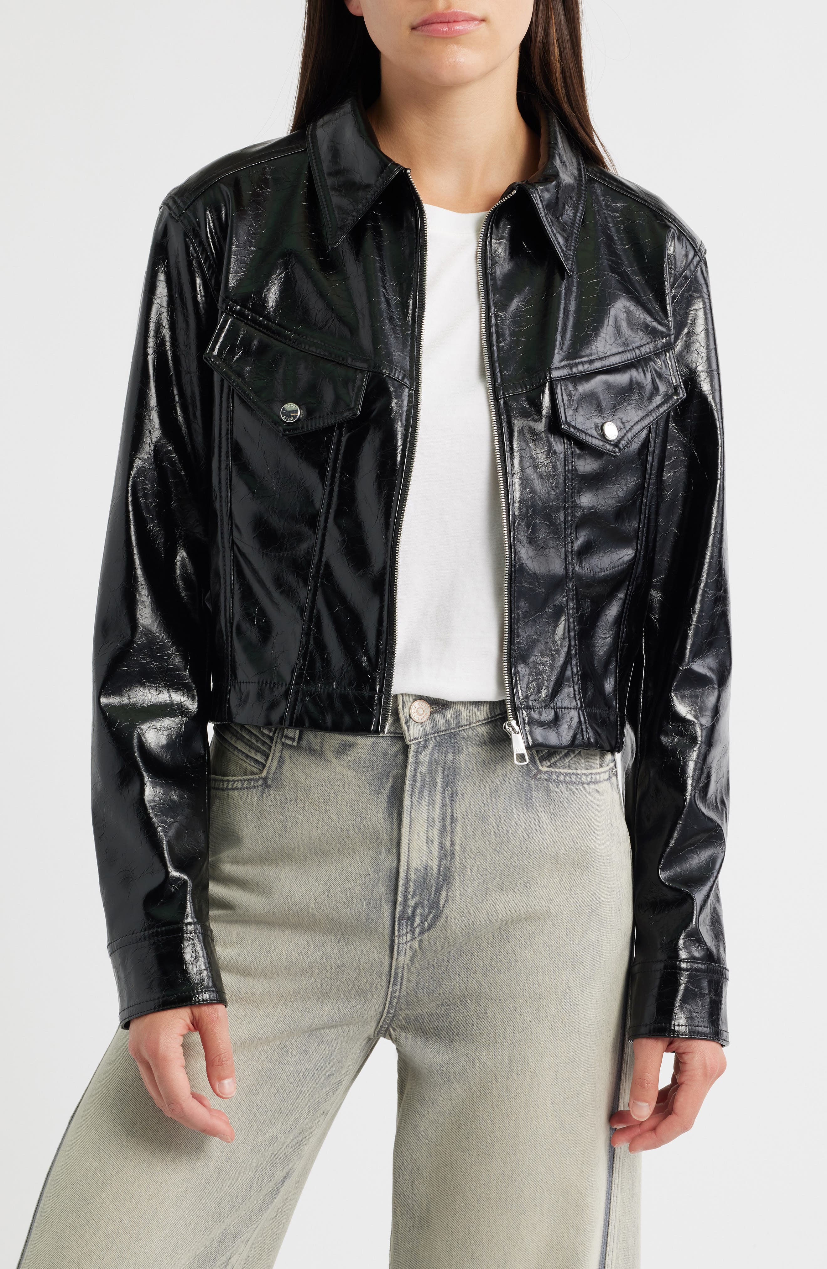 BOSS Orange Jasita Leather Jacket in Blk 