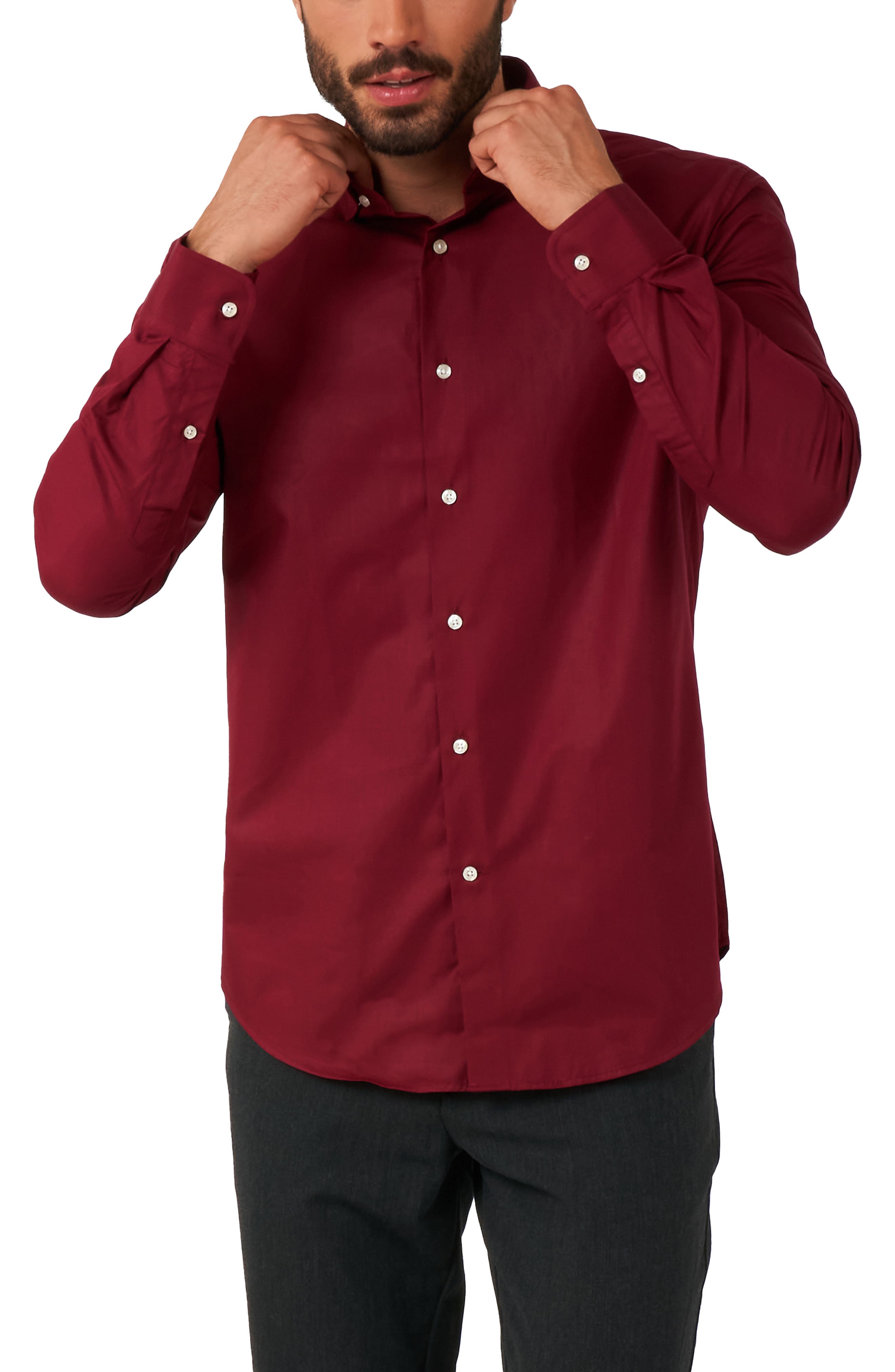 Blazing Burgundy Solid Button-Up Shirt