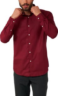 OppoSuits Blazing Burgundy Solid Button-Up Shirt