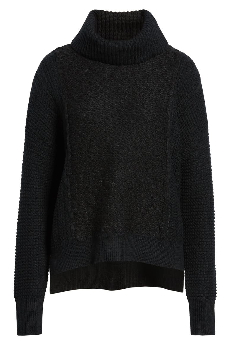 Cowl Neck Bouclé Sweater, Alternate, color, BLACK