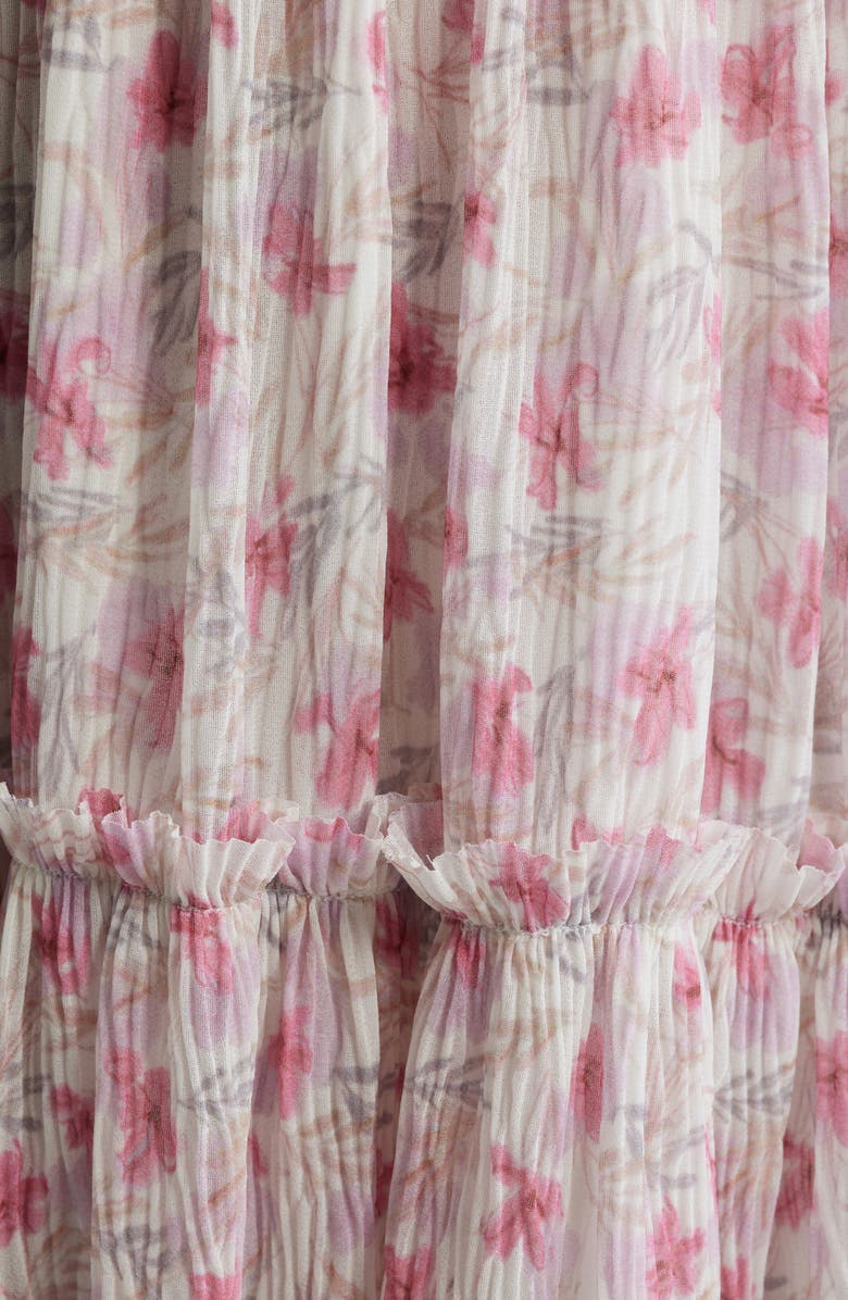 Lulus Devin Floral Tie Strap Midi Dress, Alternate, color, Pink Floral