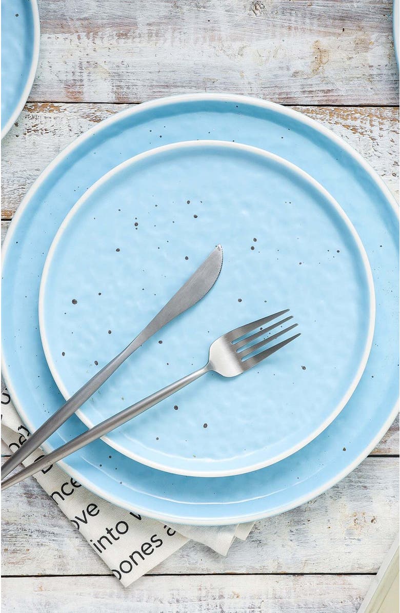 Stone Lain Elena Stoneware 4-Piece Dinner Plate Set, Alternate, color, Blue