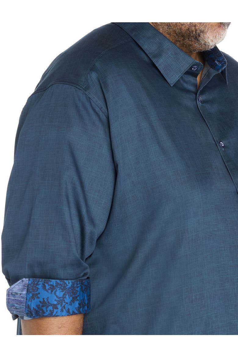 Big & Tall Crosshatch Sport Shirt, Alternate, color, TEAL