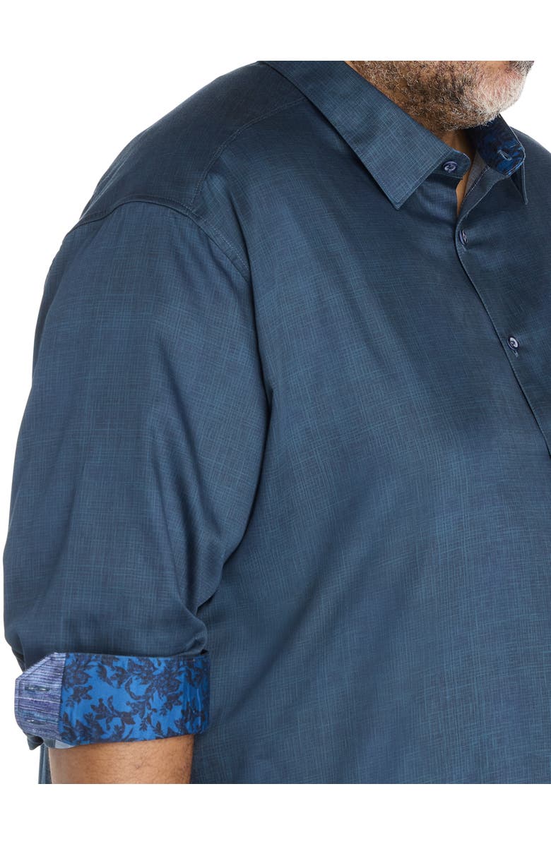Robert Graham DXL Big & Tall Crosshatch Sport Shirt, Alternate, color, Teal