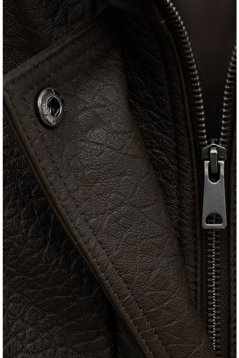 Oversize Leather Jacket, Alternate, color, BROWN