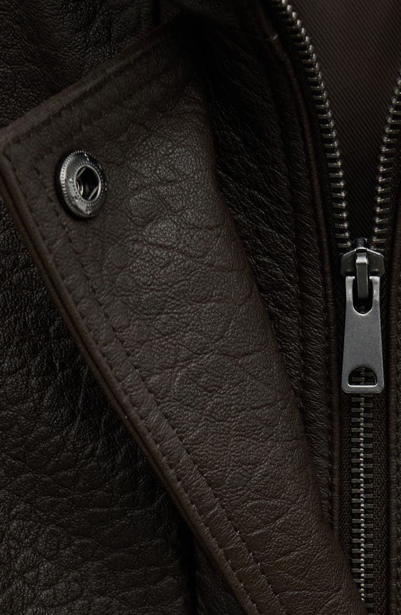 MANGO Oversize Leather Jacket, Alternate, color, Brown