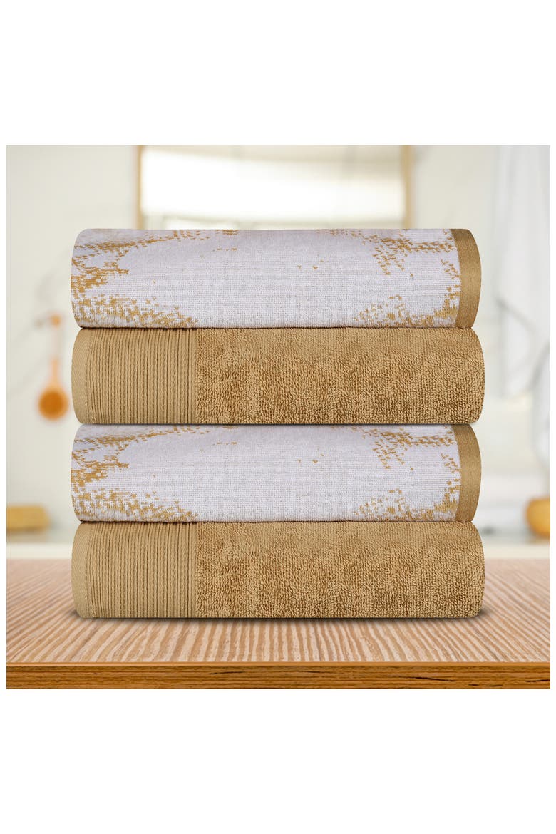 Marble 10-Piece Quick-Drying Cotton Towel Set, Alternate, color, BROWN