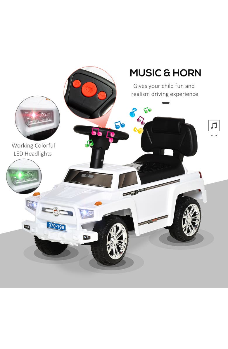 Aosom Kids SUV Push Car with Horn, Music, Lights, Storage​, Alternate, color, White