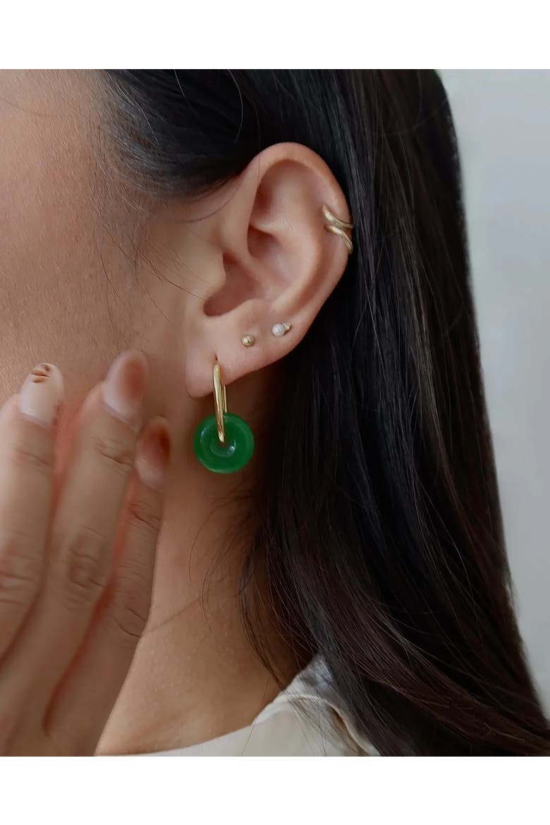 Willow Green jade stone hoop earrings, Alternate, color, Bright green