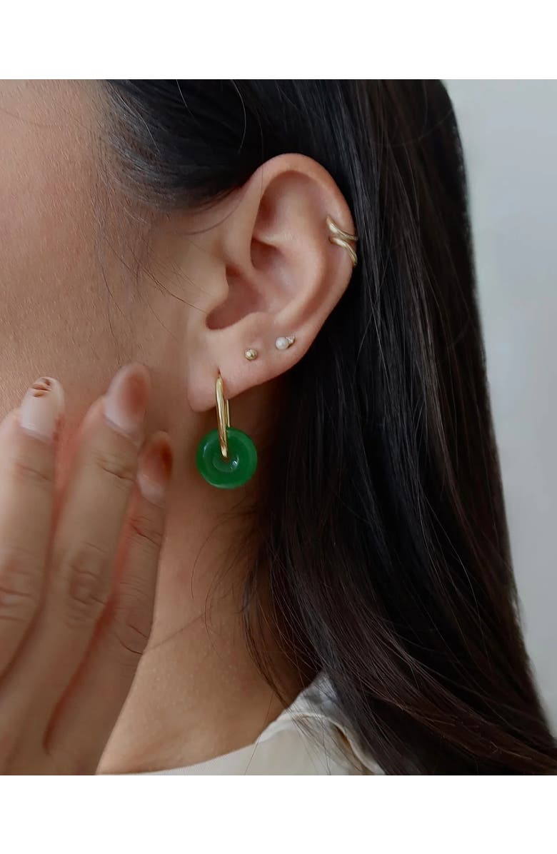 seree Willow Green jade stone hoop earrings, Alternate, color, Bright Green