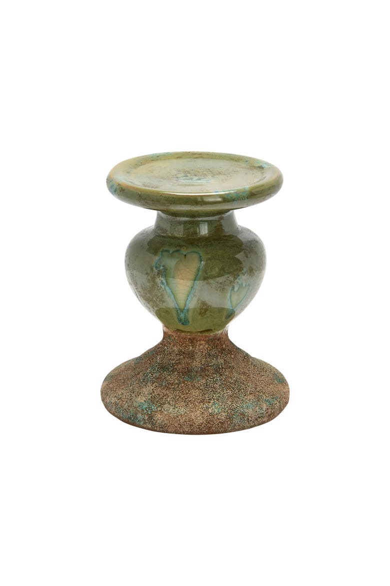 2-Tone Sculptural Pillar Candle Holder, Main, color, Green