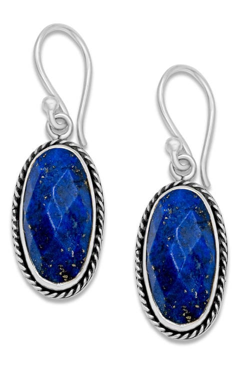 Lapis Oval Drop Earrings