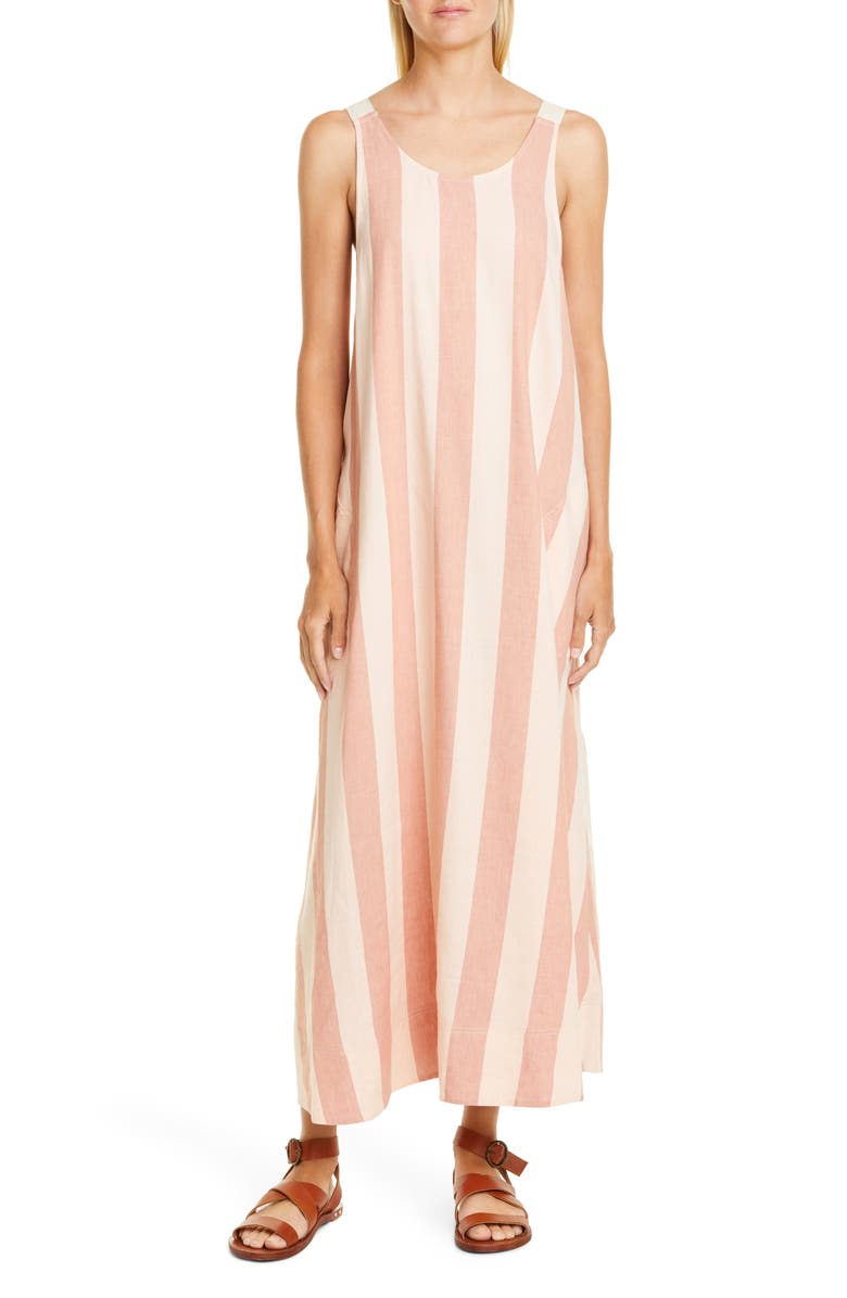 Lee Mathews Stripe Scoop Back Dress, Main, color, 