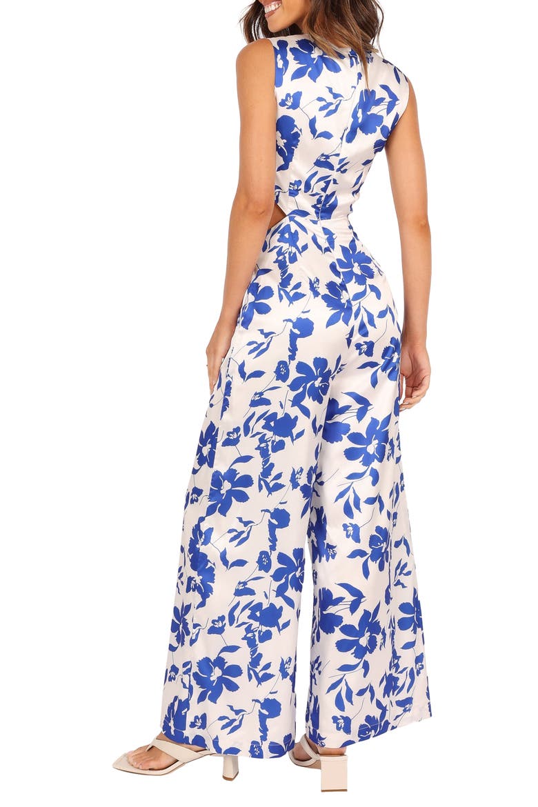 Lulu Floral Print Wide Leg Jumpsuit, Alternate, color, BLUE FLORAL