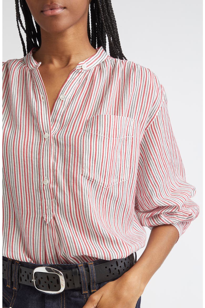 Sapha Long Sleeve Stripe Button-Up Shirt, Alternate, color, ECRU/ RED
