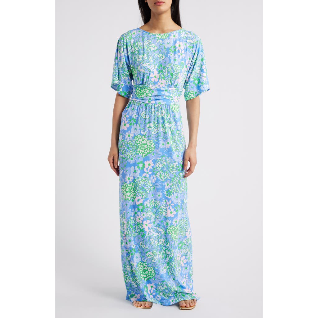 Lilly Pulitzer ® Parigi Floral Maxi Dress In Sunwashed Blue Plumes In Bloom